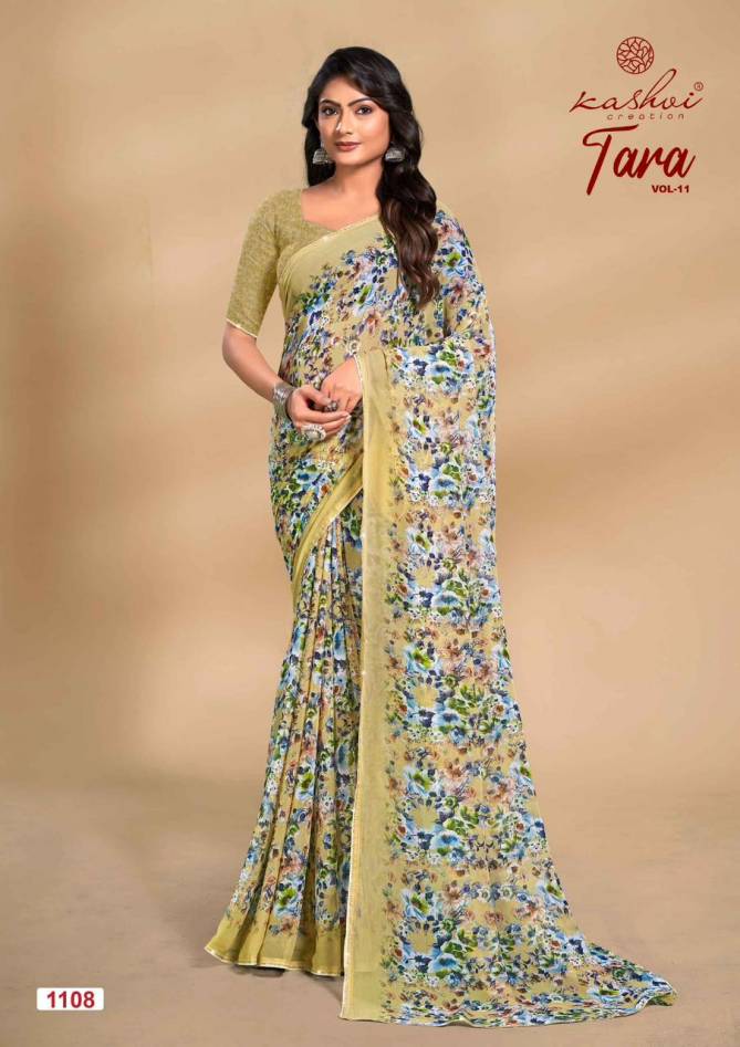 Tara Vol 11 By Kashvi Weightless Printed Sarees Wholesale Price In Surat